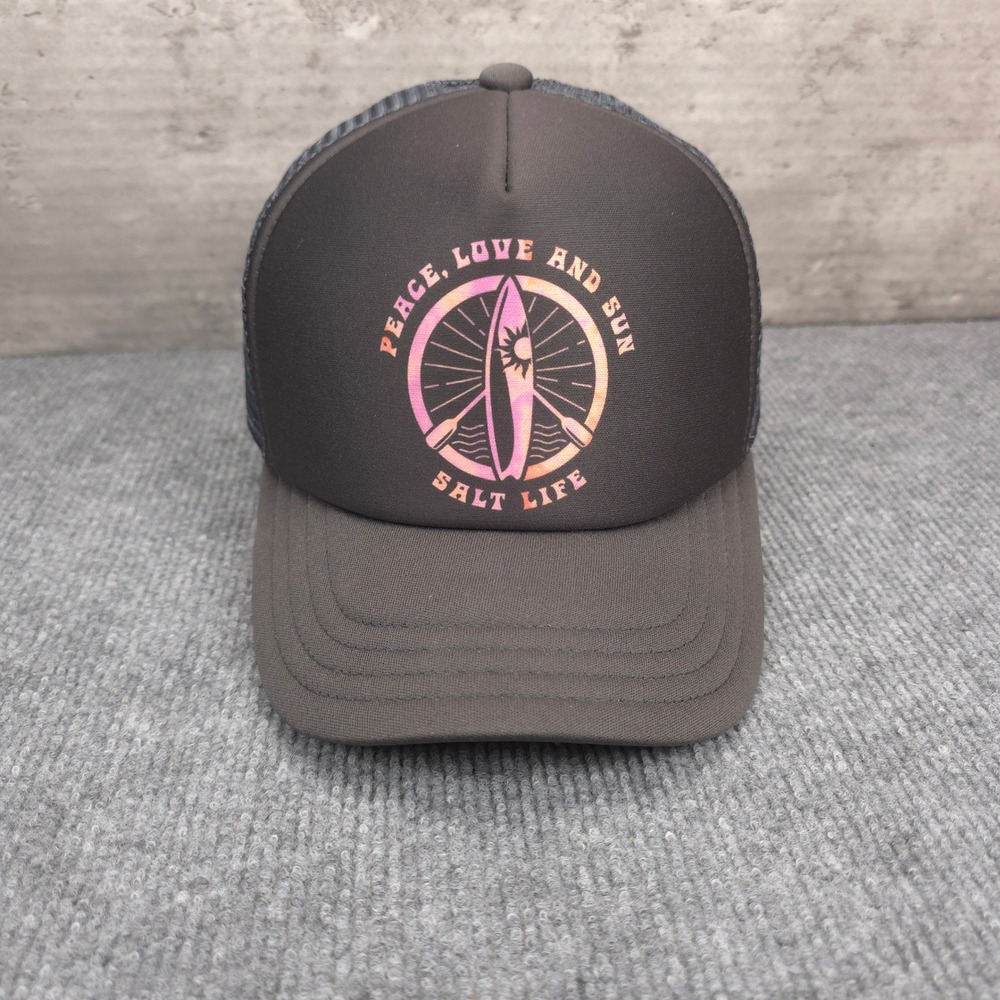 Salt Life Hat Cap Youth Snap Back Black Peace Love And Sun Beach Surf Trucker